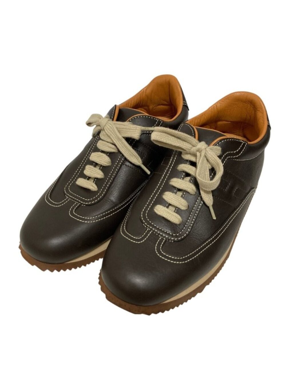 Hermes Quick Leather Sneakers Brown 38.5